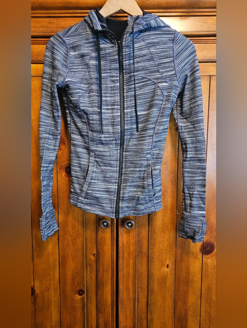 Lululemon Hooded Define Jacket Nulu Heathered Black White Gray Size 6 LW4BF8S